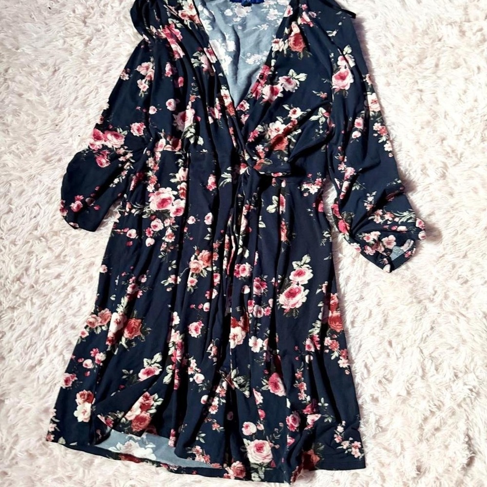 Floral Whimsical Country Cowgirl Boho Wedding Guest Wrap Dress Womens XL Cottage